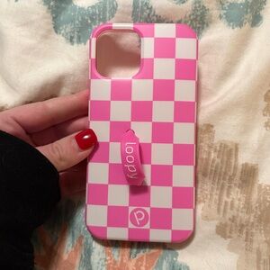 Loopy iPhone 12 Pro pink checkered phone case